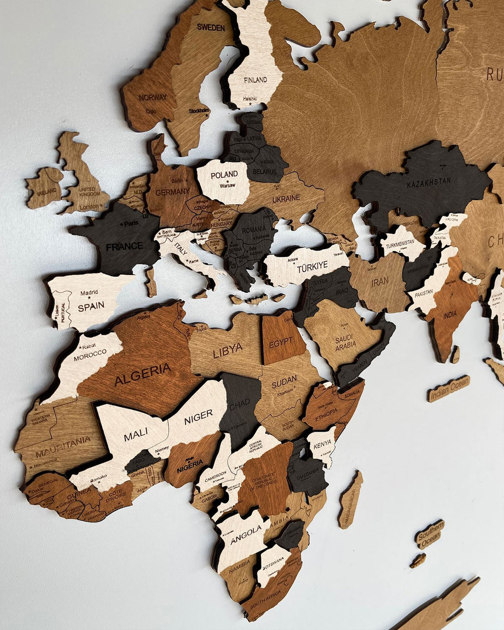 3D Wooden World Map for Home and Office | MOCHA