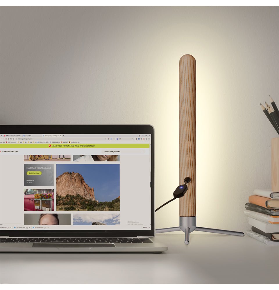 Vertical Wood Eye-Protection Desk Lamp